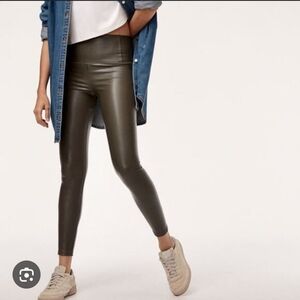 Aritzia Wilfred Free L Daria Pant High-waisted UnReal Leather legging dark olive